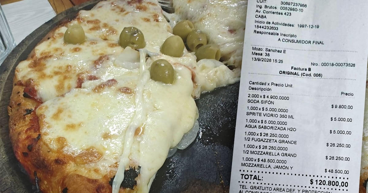 Una pizza, dos sifones y 120.800 pesos: el ticket que se hizo viral en El Cuartito